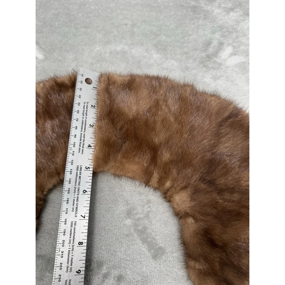Vintage 2pc Real Mink Fur Collar Stole Set Brown Necklace 40s 50s Old Money